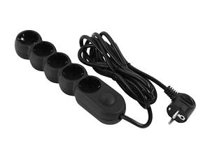 Подовжувач мережевий 2E 2E Plus 5хТип F, 3х1мм кв, 10A, 3м, чорний (2E-U05VESM3BK)