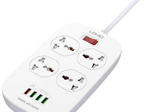 Сетьвой удлинитель Ldnio SE3604, 6USB, 3 розетки, 1.6 м, черный.