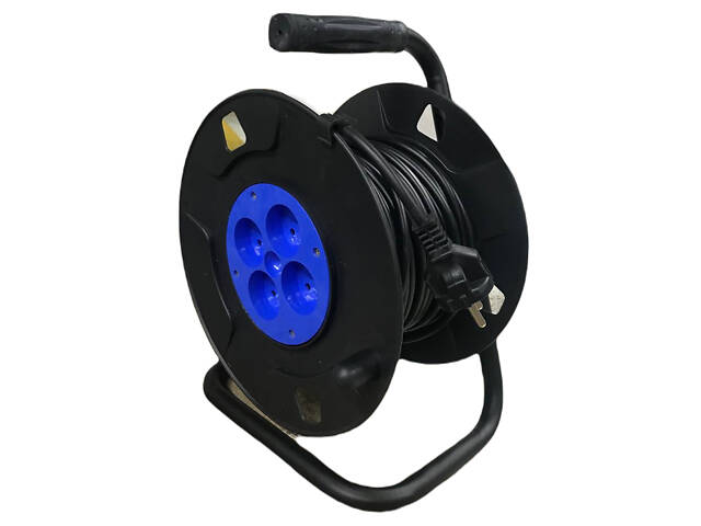 Удлинитель на катушке 50 м (ПВС 2*2.5) ГОСТ ПРОФІ провод 100%медь(конт.гр.ЛАТУНЬ)ТМ LUMANO - Фото 1