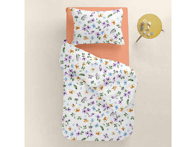 Підліткове ліжко з простирадлом на гумці BIRDS CS3 Cosas Фіолетовий 160х220 см - Фото 2
