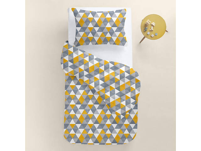 Підліткове ліжко з простирадлом на гумці TRIANGLES Cosas жовтий 160х220 см - Фото 2