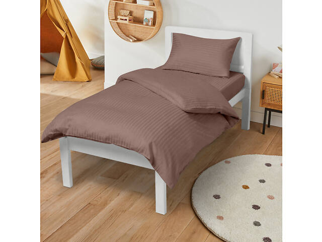 Підліткове ліжко сатин з простирадлом на гумці LATTE Cosas Коричневий 160х220 см - Фото 2