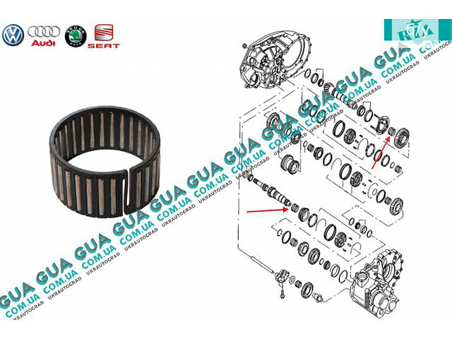 Подшипник игольчатый 45X51X26.6 ( сепаратор ) шестерни 1/ 3 передачи вторичного / первичного вала КПП 02F311213 VW / ВОЛ