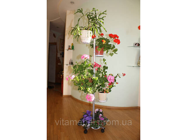 Подставка для цветов BeStand «ЕВА 120 с подвижными корзинами' высота 126 см, цвет белый. Металлик - Фото 3