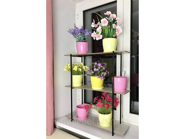Підставка для квітів BeStand 'ЛАВАНДА - на 3 полички 17 см х 57 см висота 74 см, колір білий. 17* 577 / чорний, Чорний - Фото 1