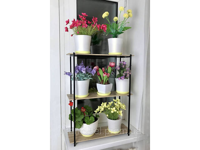 Підставка для квітів BeStand 'ЛАВАНДА - на 3 полички 17 см х 57 см висота 74 см, колір білий. 17* 577 / чорний, Чорний - Фото 2