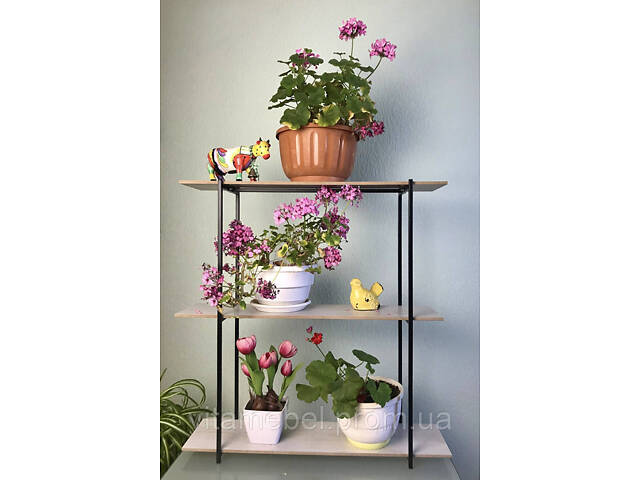 Підставка для квітів BeStand 'ЛАВАНДА - на 3 полички 17 см х 57 см висота 74 см, колір білий. 17* 577 / чорний, Чорний - Фото 3