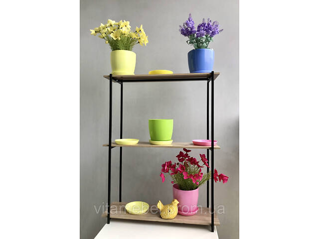 Підставка для квітів BeStand 'ЛАВАНДА - на 3 полички 17 см х 57 см висота 74 см, колір білий. 17* 577 / чорний, Чорний - Фото 4