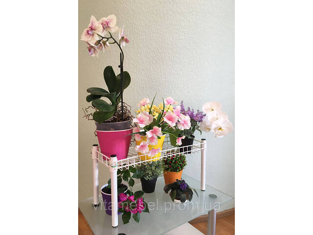 Подставка для цветов и рассады BeStand 'СТЕЛЛАЖ 30' с подвижной полкой 90 см * 25 см, высота 30 см, цвет белый - Фото 1