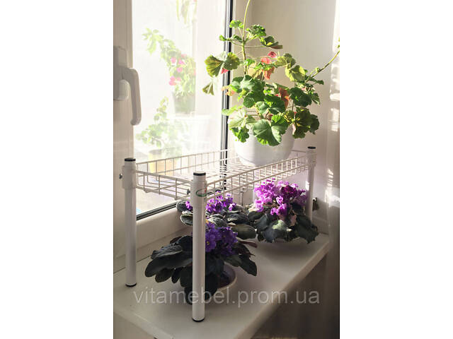 Подставка для цветов и рассады BeStand 'СТЕЛЛАЖ 30' с подвижной полкой 90 см * 25 см, высота 30 см, цвет белый - Фото 2