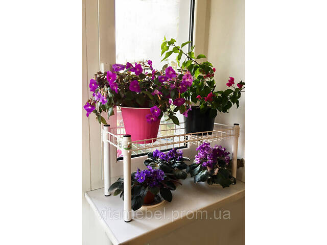 Подставка для цветов и рассады BeStand 'СТЕЛЛАЖ 30' с подвижной полкой 90 см * 25 см, высота 30 см, цвет белый - Фото 3