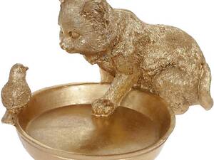 Підставка для ювелірних виробів Bona Kitten with a bird 14х17.5х24 см Золота DP119974