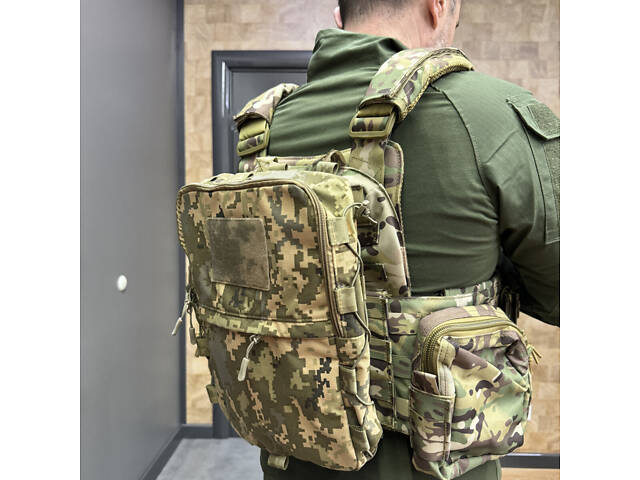 Подсумок-рюкзак сухарный на плитоноску с Молли, Пиксель, Cordura, сумка сухарная тактическая, сумка сухарка - Фото 7