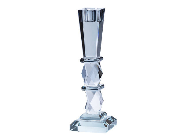 Подсвечник 25 (см) стеклянный высокий на стол переносной на 1 геометрическую свечу - Фото 1