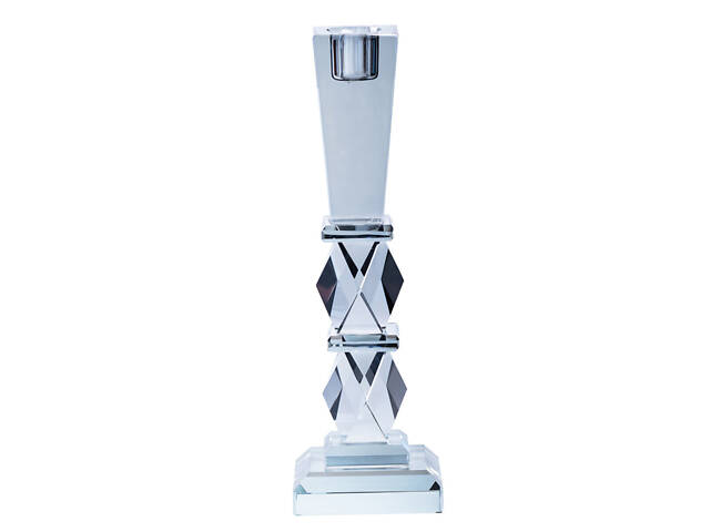 Подсвечник 25 (см) стеклянный высокий на стол переносной на 1 геометрическую свечу - Фото 3