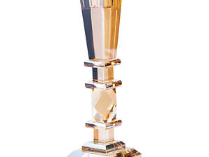 Подсвечник стеклянный 22 (см) высокий декоративный геометрический квадратный