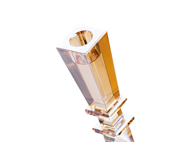 Свічник скляний 22 (см) високий декоративний геометричний квадратний - Фото 2