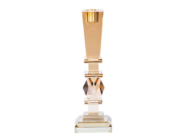 Свічник скляний 22 (см) високий декоративний геометричний квадратний - Фото 3