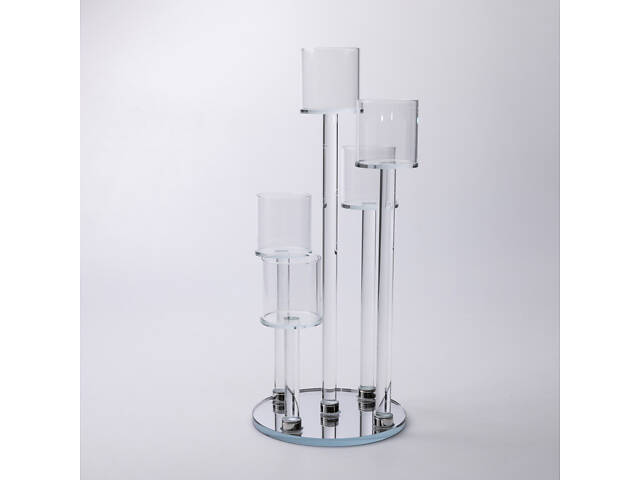 Подсвечник стеклянный на 5 свечей 16×38 см подсвечник декоративный прозрачный на ножке