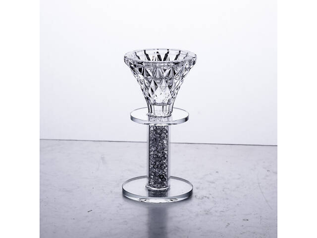 Подсвечник стеклянный на ножке 6×12 см декоративный прозрачный подсвечник на стол