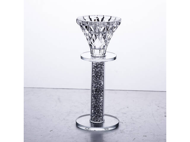 Подсвечник стеклянный на ножке 6×15 см декоративный прозрачный подсвечник на стол