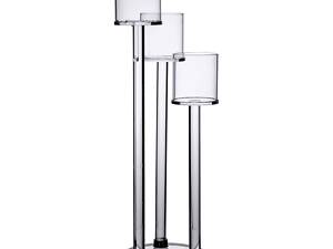 Підсвічник скляний на 3 свічки 12×37.5 см підсвічник декоративний прозорий на ніжці HP-4-13