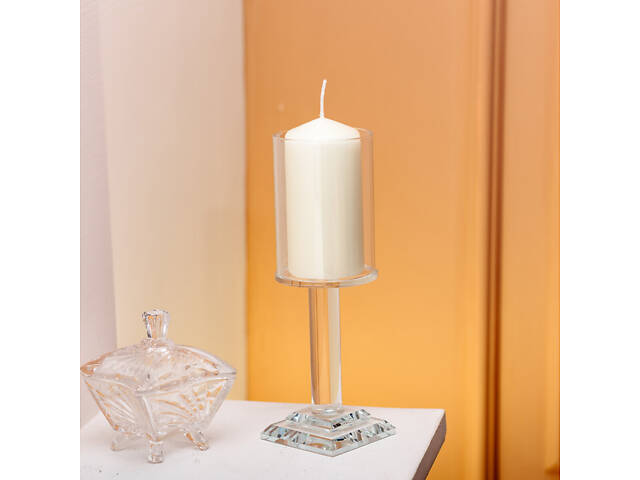 Підсвічник скляний на ніжці 6.5×20 см підсвічник келих декоративний прозорий HP-4-40S - Фото 3