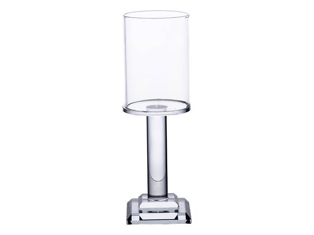 Підсвічник скляний на ніжці 6.5×20 см підсвічник келих декоративний прозорий HP-4-40S - Фото 1