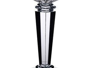 Підсвічник скляний на високій ніжці 9.5×9.5×24 см декоративний прозорий HP-4-54L