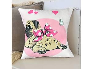 Подушка 3D Розовый Мопсик 2542_E 11992 50х50 см