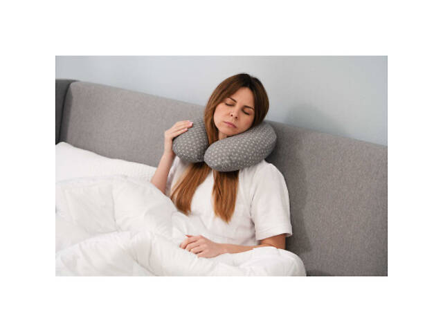 Подушка Ardesto ортопедична Sleepwell Travel, для шиї, піна меморі 34х29х10см сіра (ART3429NEP) - Фото 2