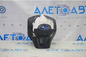 Подушка безопасности airbag в руль водительская Subaru Forester 14-18 SJ черн, стрельнувшая, приплавленые фишки