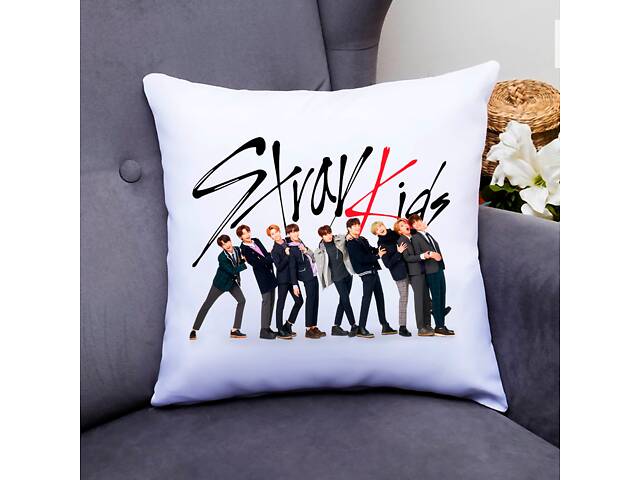 Подушка декоративная Кавун Группа Stray Kids 40x40 см (П000799)