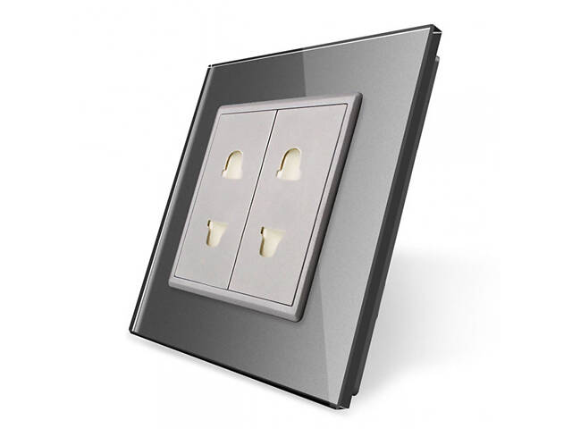 Подвійна універсальна розетка 2 стандарта в 1 Livolo сірий (VL-C7C2A-15) - Фото 1