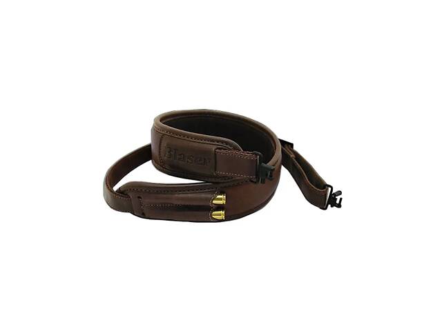 Погонний ремінь для перенесення зброї Blaser. Матеріал - теляча шкіра. Колір - коричневий. - Фото 1