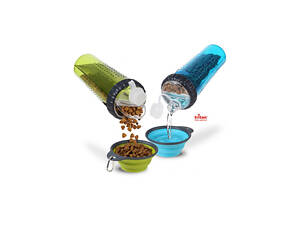 Поїлка для собак зі складною мискою Dexas Snack Duo Пляшка подвійна для води та корму похідна