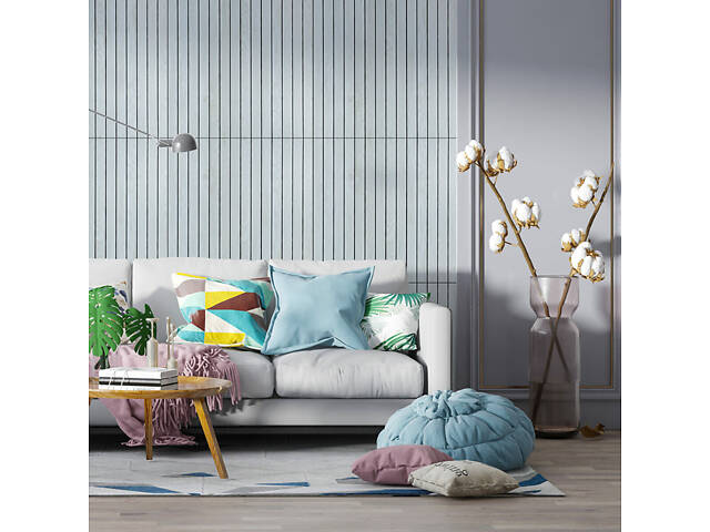 Покриття вінілове самоклеюче 3D рейки 600х600х2,8мм Скандинавський дуб SW-00002194 - Фото 6