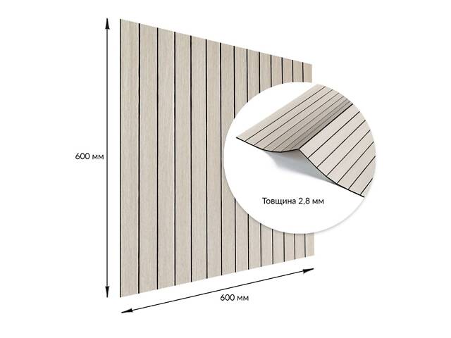 Покриття вінілове самоклеюче 3D рейки 600х600х2,8мм Дуб перлинний пісок SW-00002200 - Фото 3