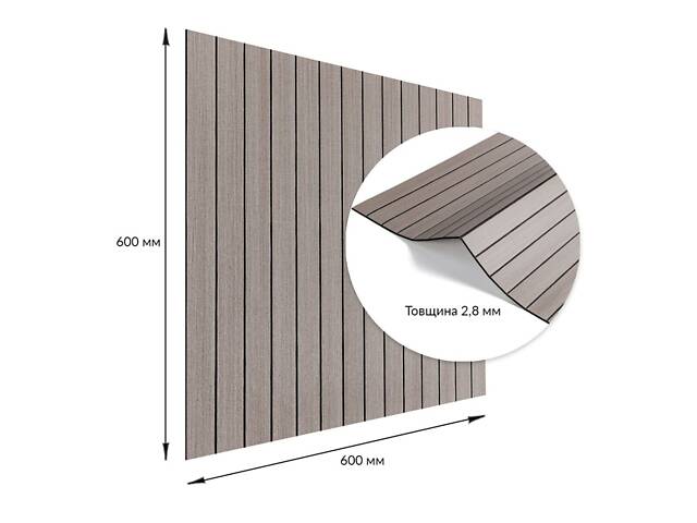 Покриття вінілове самоклеюче 3D рейки 600х600х2,8мм Дуб мокко SW-00002201 - Фото 3