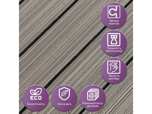 Покриття вінілове самоклеюче 3D рейки 600х600х2,8мм SW-00003245 - Фото 5