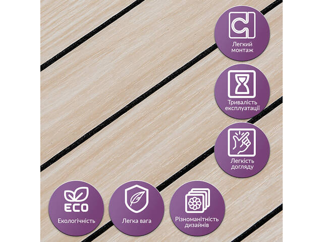 Покриття вінілове самоклеюче 3D рейки 600х600х2,8мм Ясен кремовий SW-00002199 - Фото 5