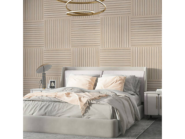 Покриття вінілове самоклеюче 3D рейки 600х600х2,8мм Ясен кремовий SW-00002199 - Фото 6