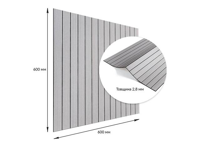 Покрытие виниловое самоклеющееся 3D рейки скандинавский белый шпон 600*600*2,8мм (D) SW-00002197 - Фото 3