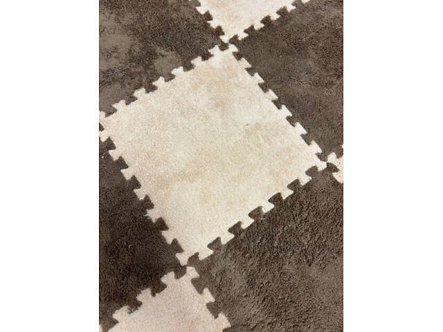 Підлога-пазл плюшева 120x150см, 20 пазлів, тепла підлога, дитячий мат, термокилимок для дому, колір коричневий - Фото 3