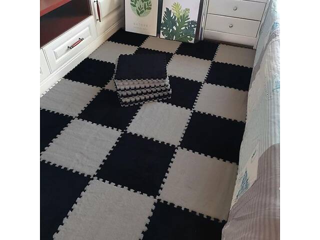 Підлога-пазл плюшевий ЧОРНИЙ 30*30*1cm (D) SW-00002078 - Фото 8