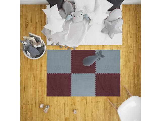 Пол-пазл плюшевый СВЕТЛО-СЕРЫЙ 60*60*1cm (D) SW-00002081 - Фото 8