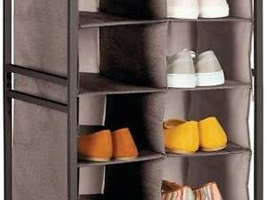 Полка для обуви mDesign с металлическим  с 20 отделениями — коричневый эспрессо