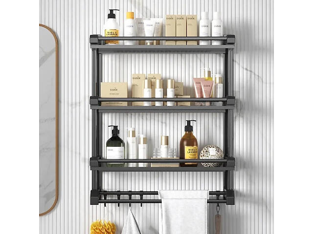 Полиця для ванної кімнати 4 яруси з вішалкою для рушників 106 58x14x55,5 см - Фото 2