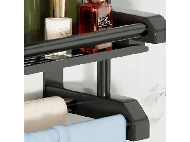 Полиця для ванної кімнати 4 яруси з вішалкою для рушників 106 58x14x55,5 см - Фото 4