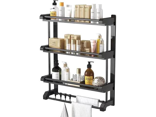 Полиця для ванної кімнати 4 яруси з вішалкою для рушників 106 58x14x55,5 см - Фото 5